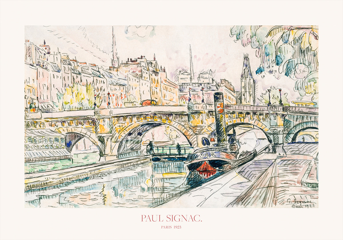 Tugboat At the Pont Neuf, Paris 1923 Plakat