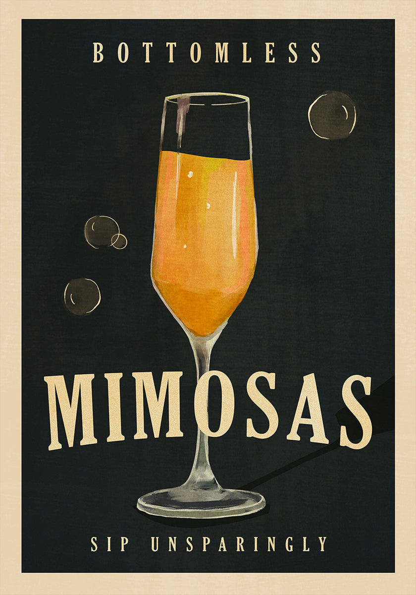Bottomless Mimosas Art Deco Cocktail Bar Art Plakat