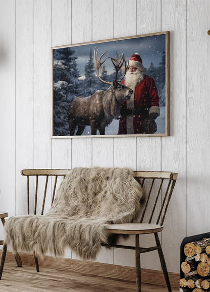 Santa Claus and His Reindeer Plakat