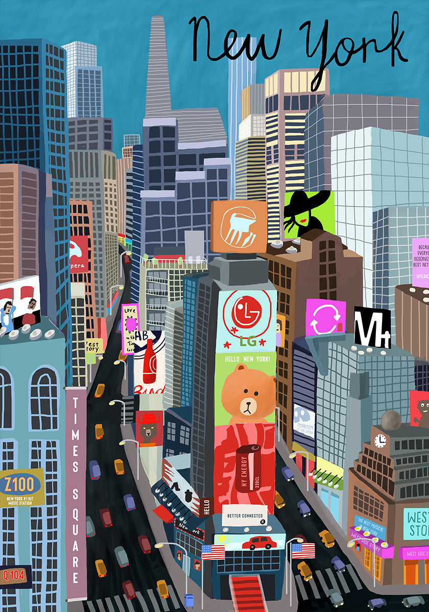 Times Square, New York Illustration by Artist Carla Daly Plakat