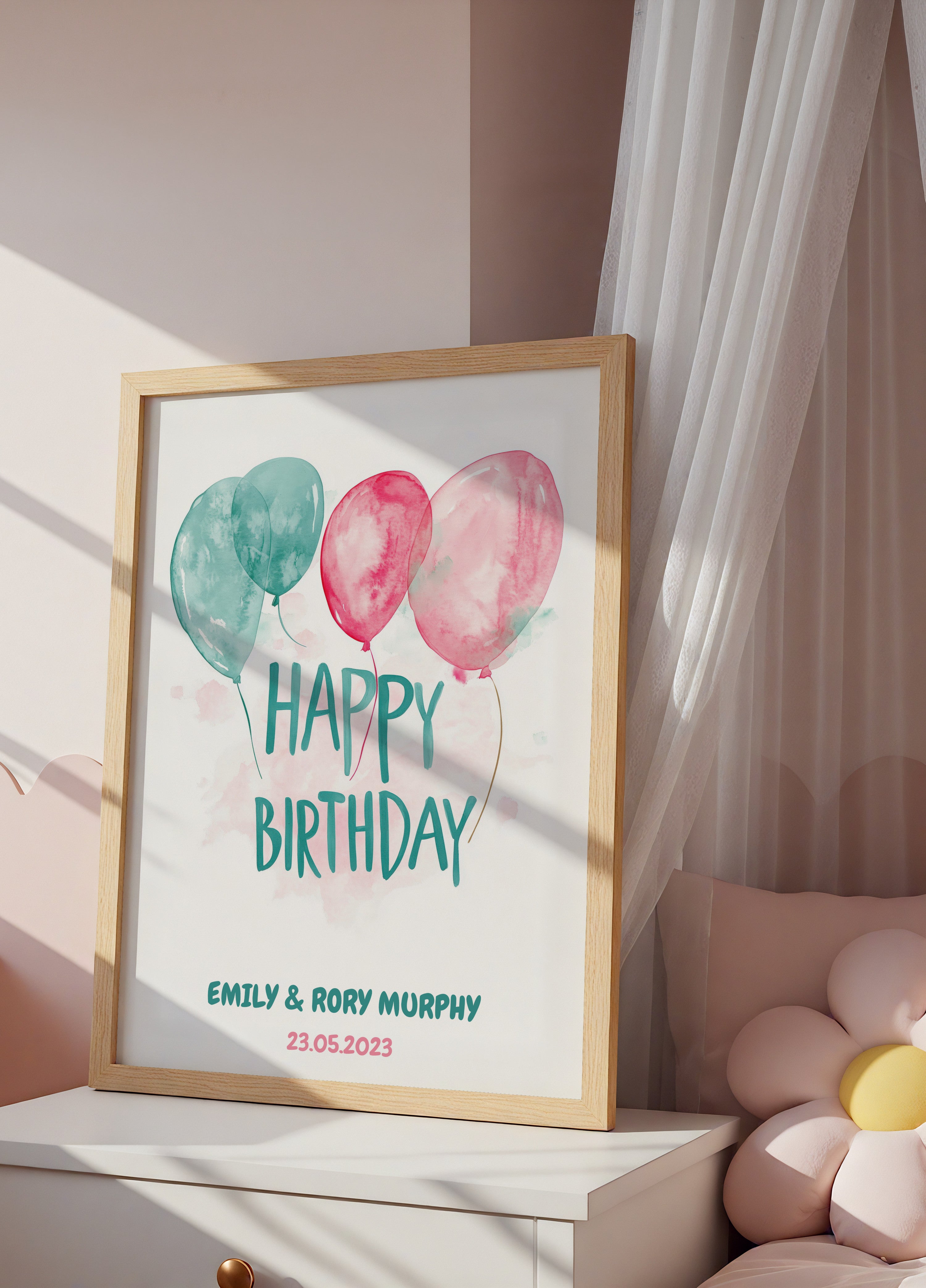 Festive Watercolor Balloons Poster