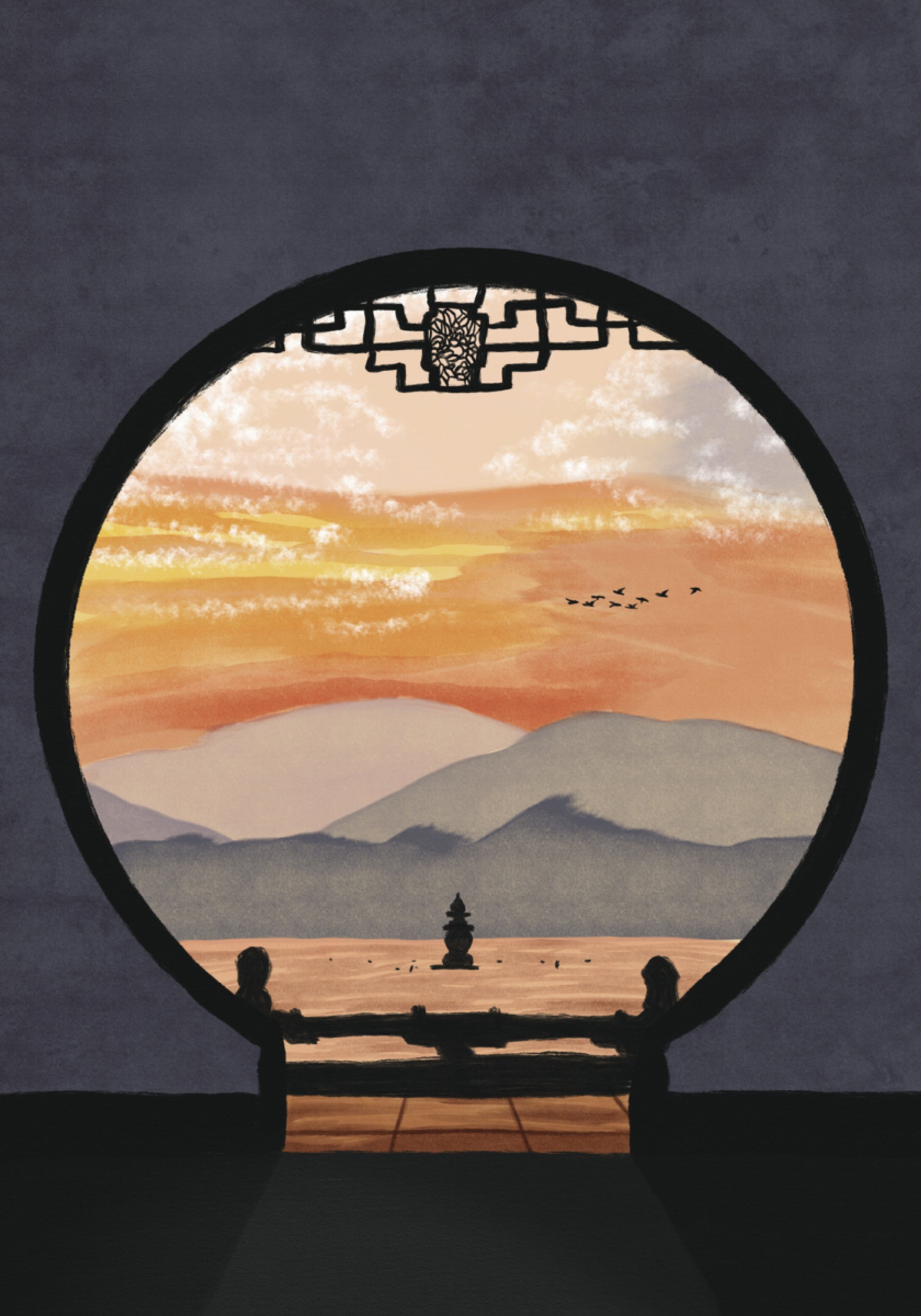 Asian Pagoda Sunset View
