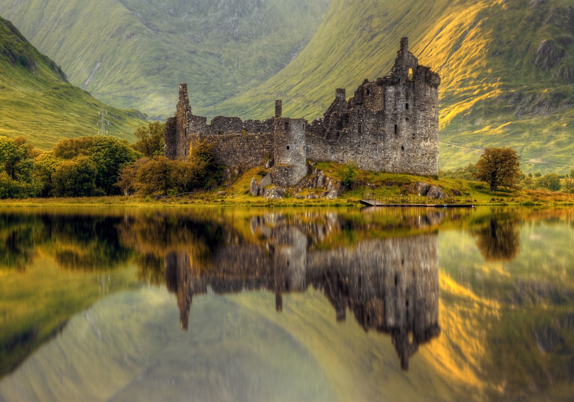 Scottish Castle Lake Reflection