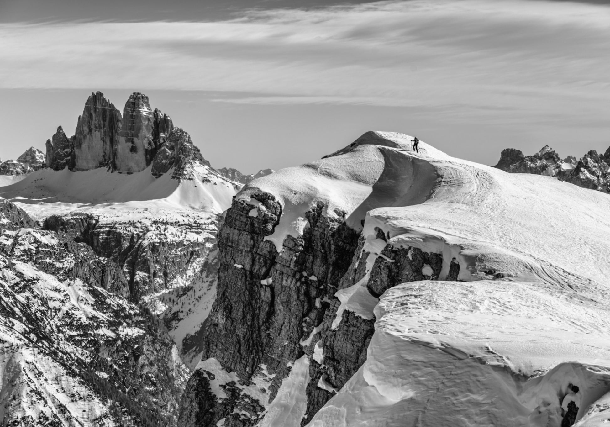 Lone Hiker Snowy Ridge