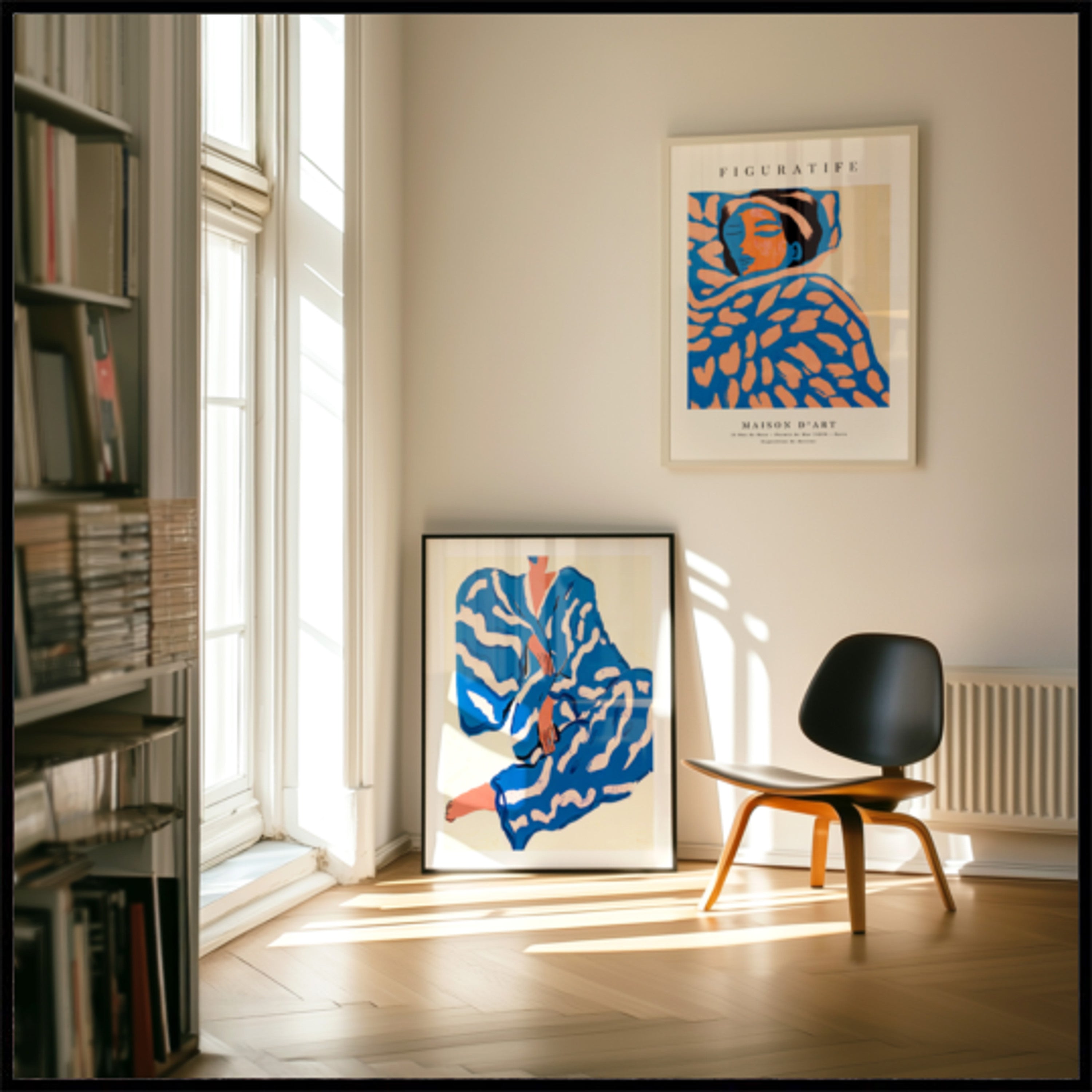Abstract Artwork with Blue and Orange Strokes