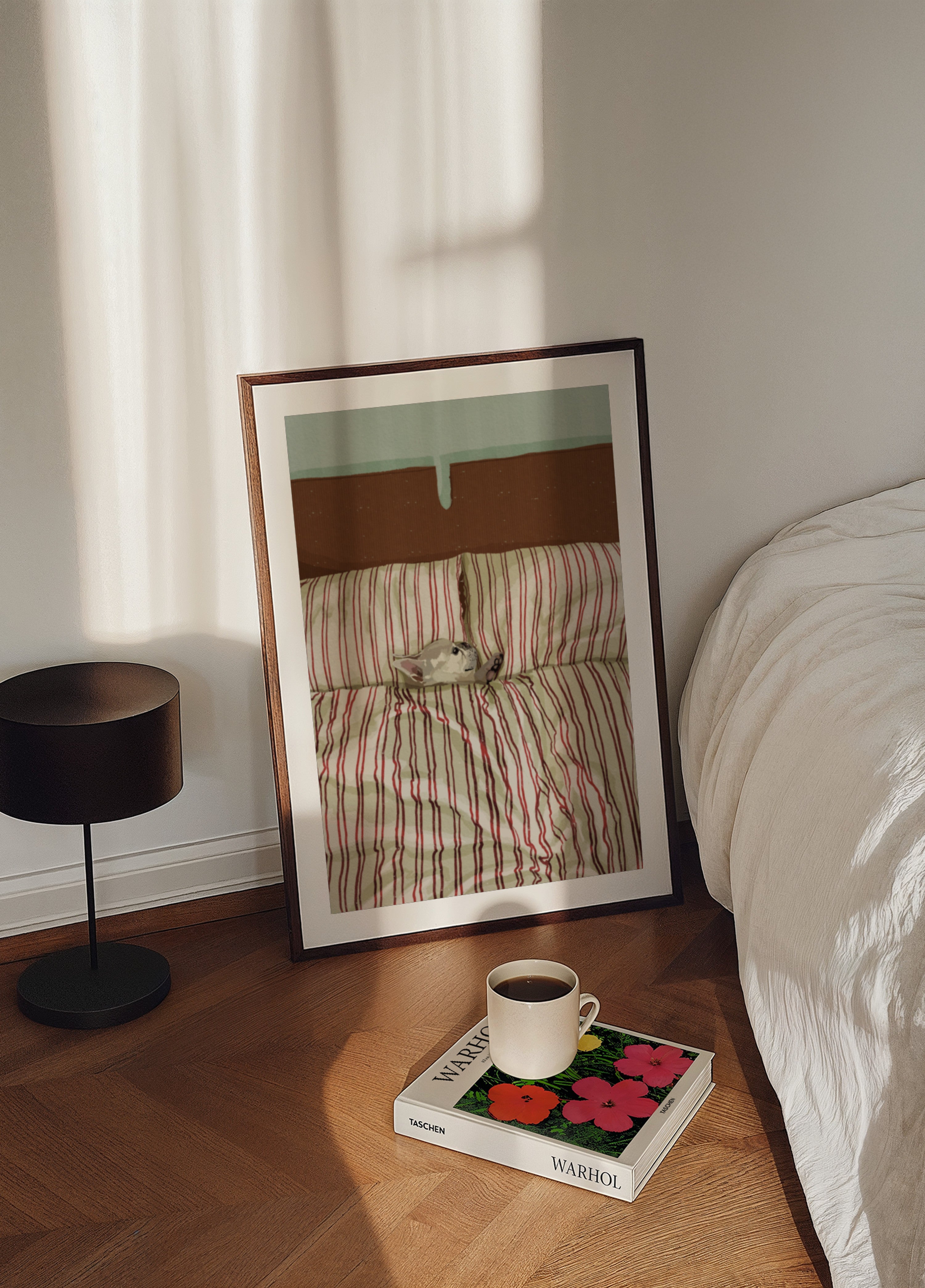 Cozy Dog in Bed Plakat