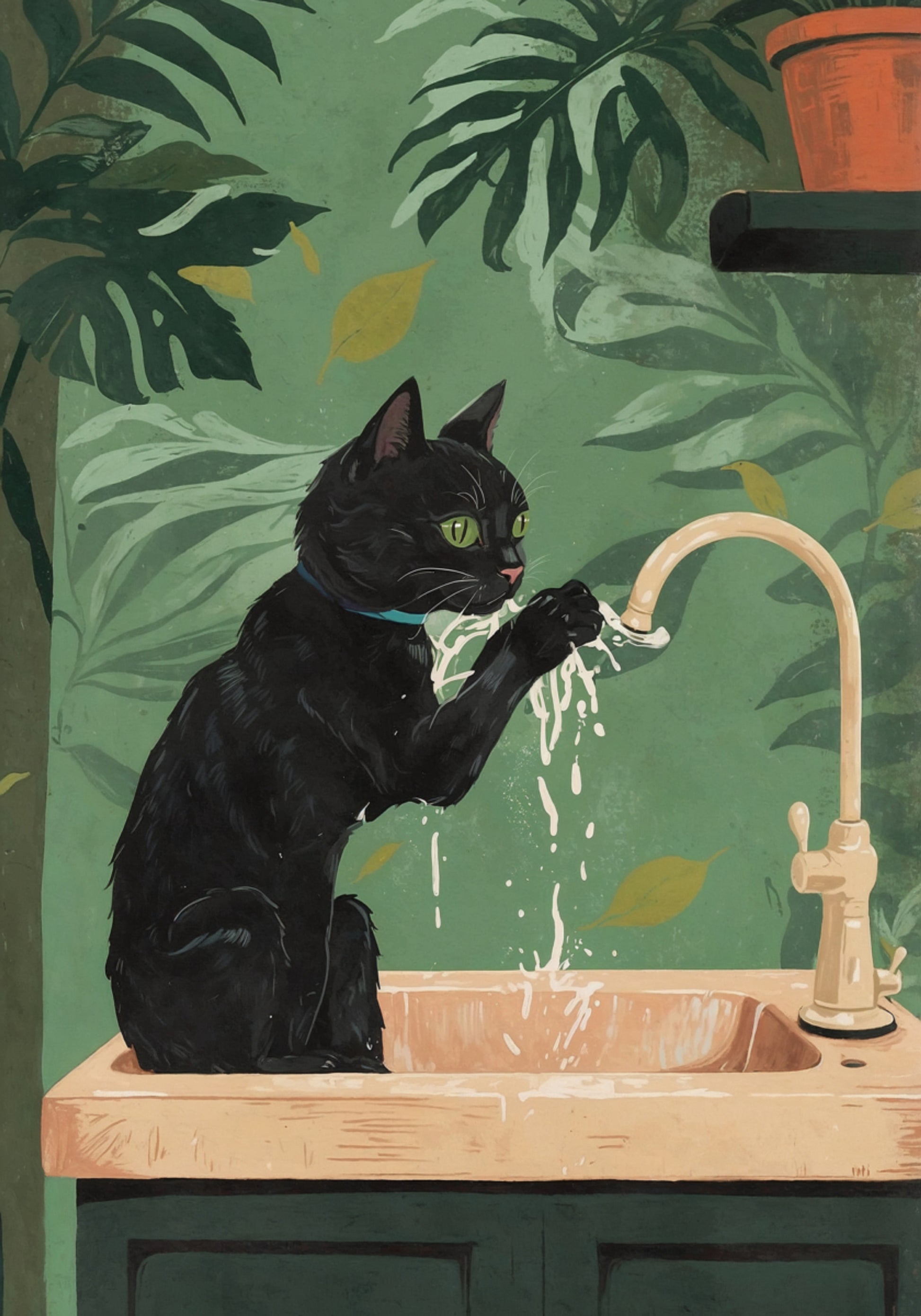 Black Cat Water Play