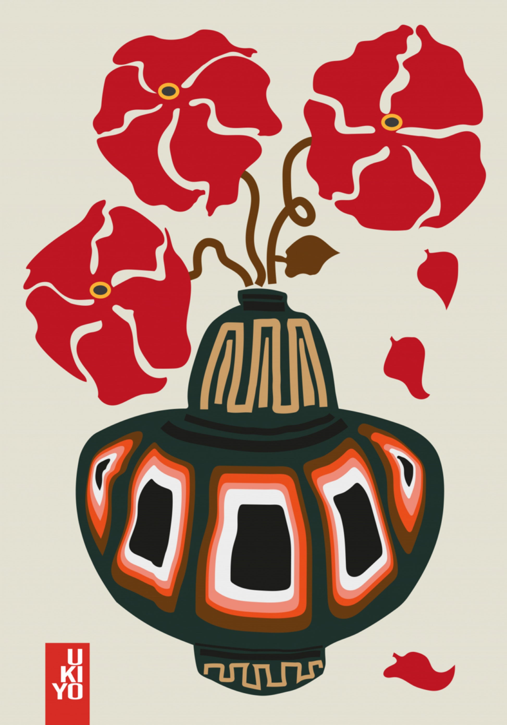 Red Ukiyo Flowers