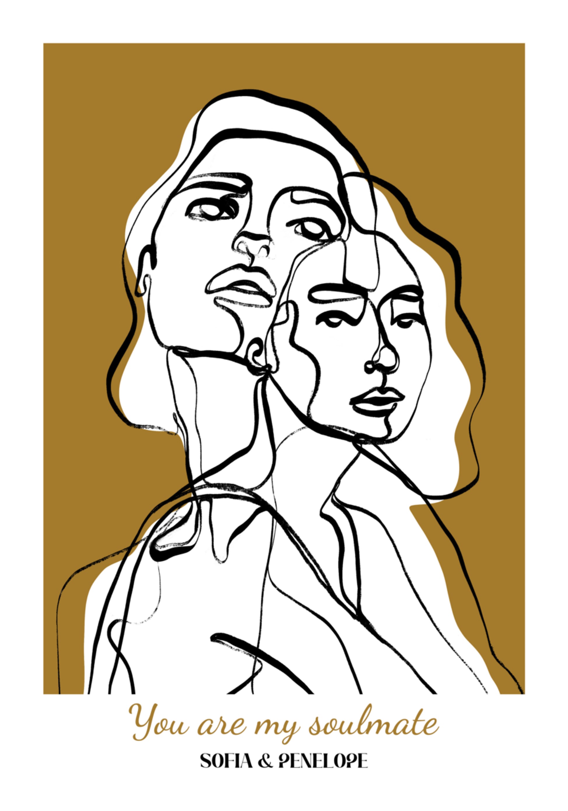 Line art of two women
