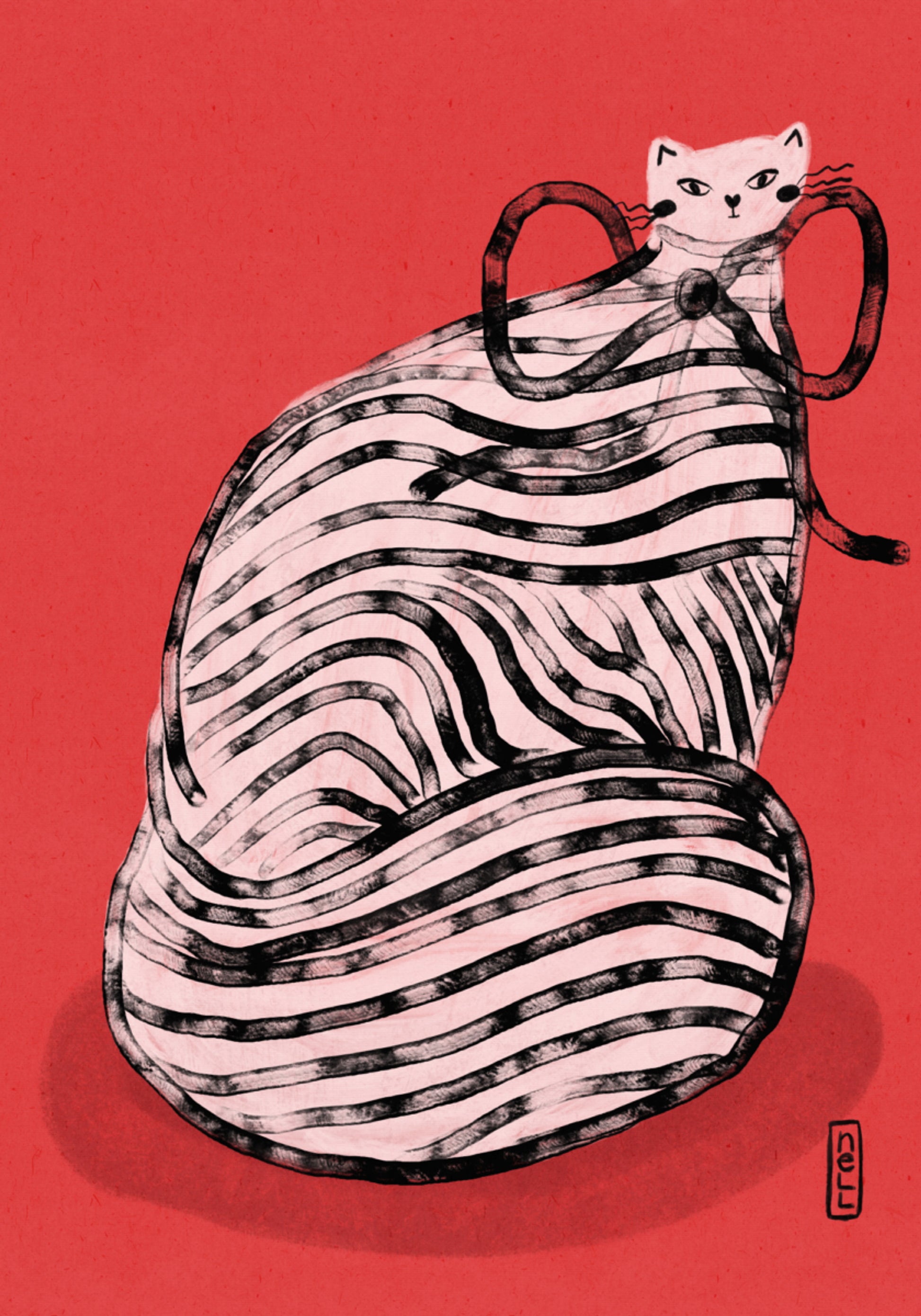 Whimsical Red Striped Cat