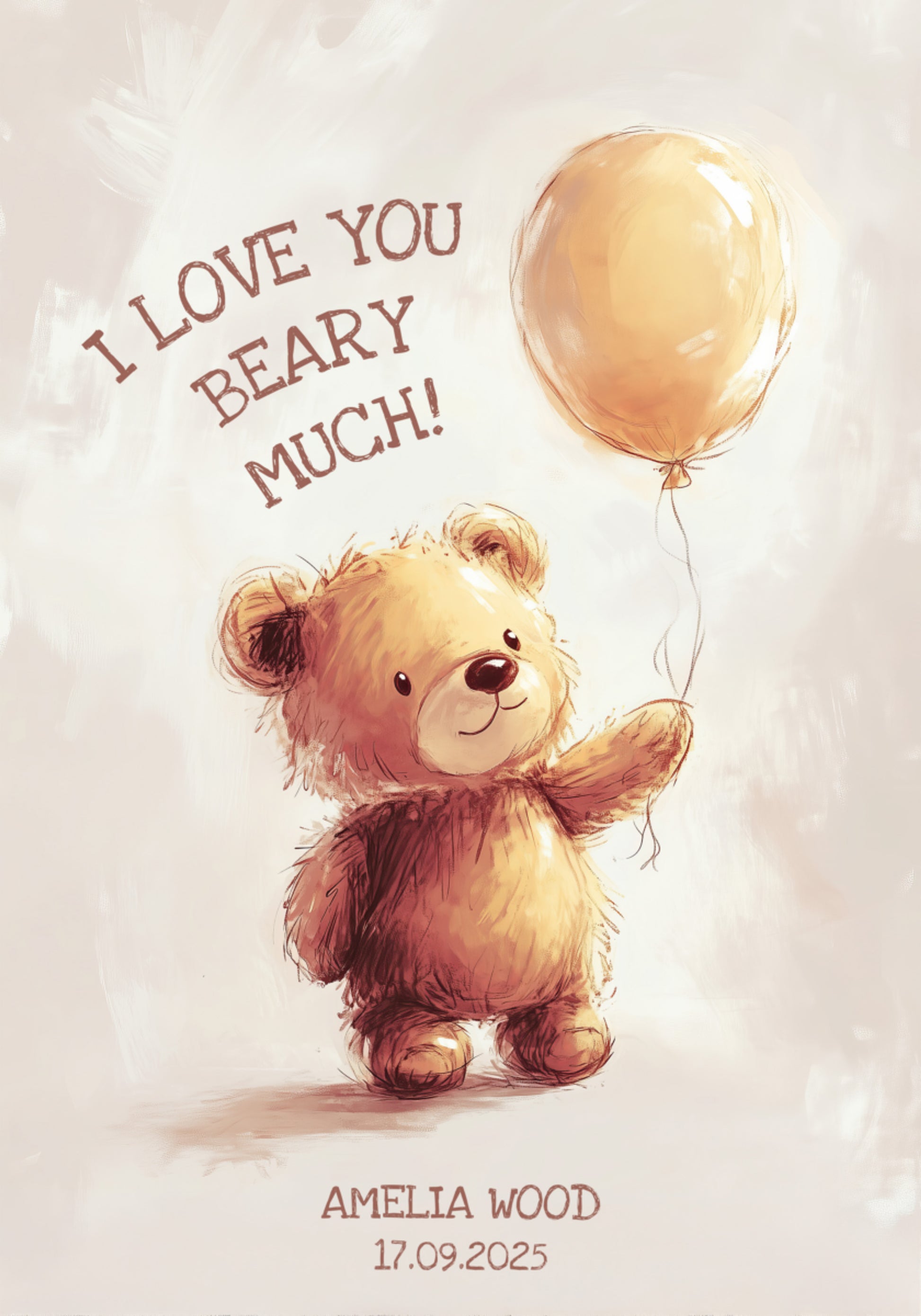 Non-personalized Teddy Bear Balloon Love