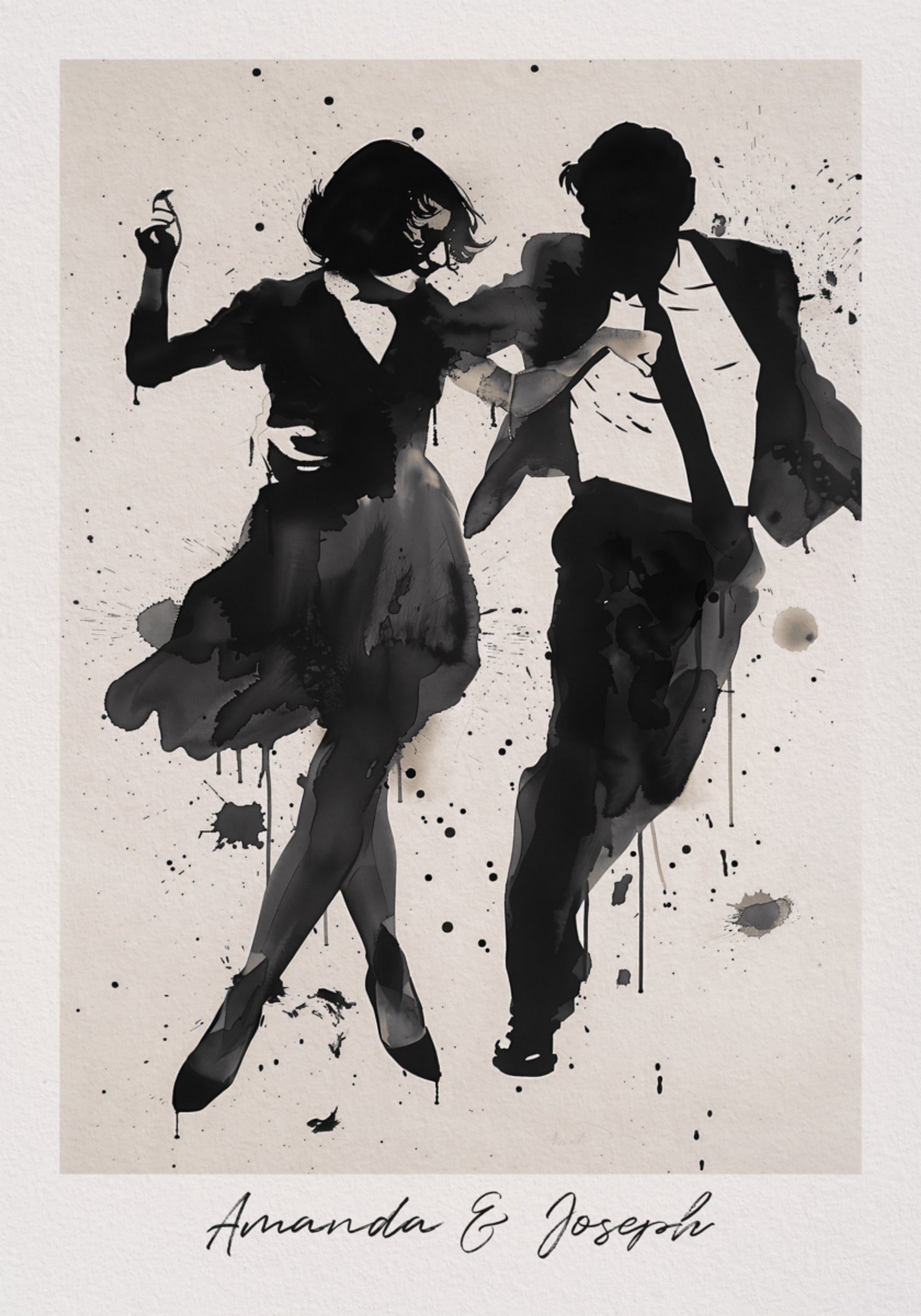Silhuette av dansende par Ink Kunst