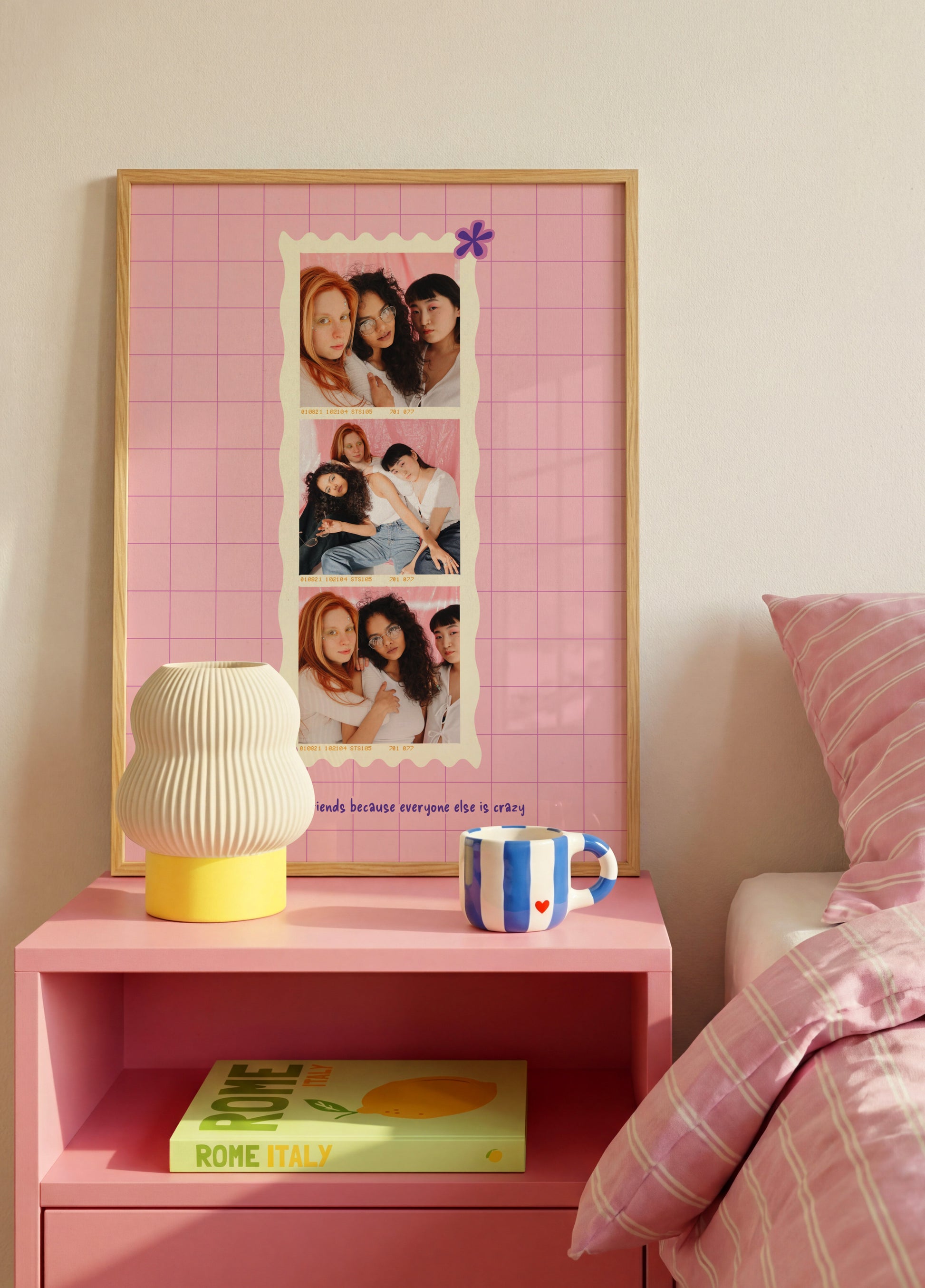 Pink Polaroid Best Friends Collage