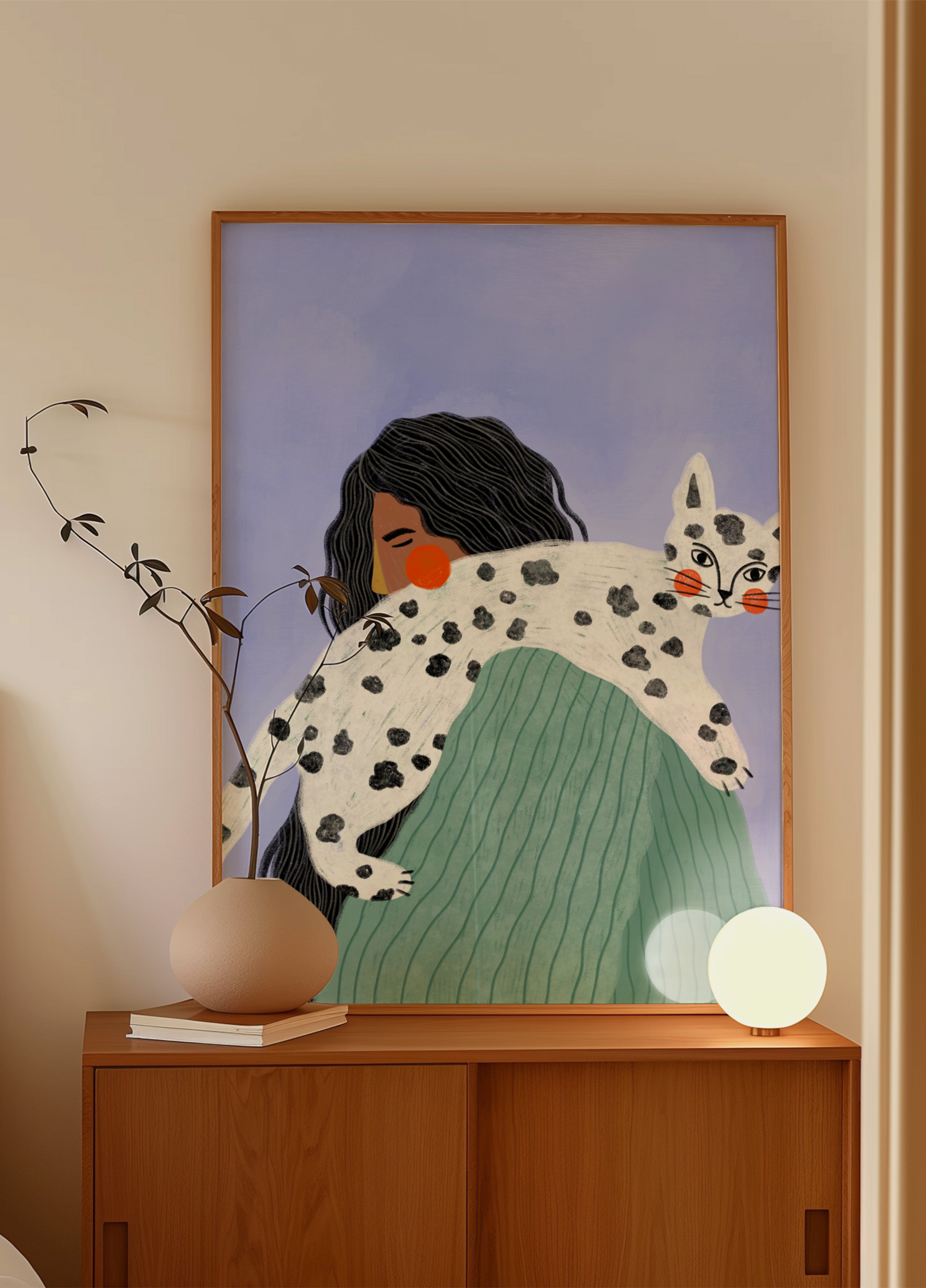 Woman and Spotted Cat