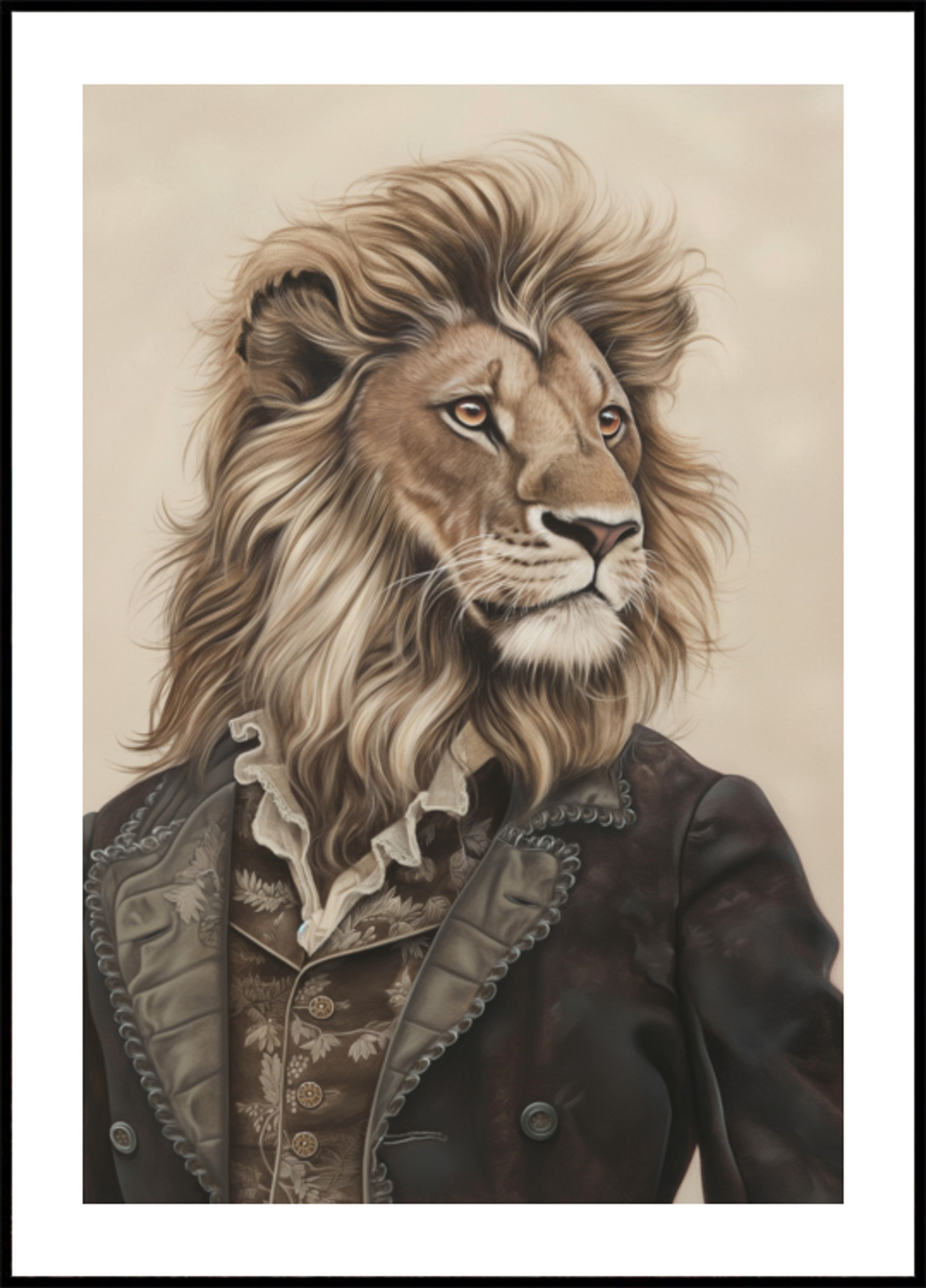 Sir Lion In Vintage Clothing