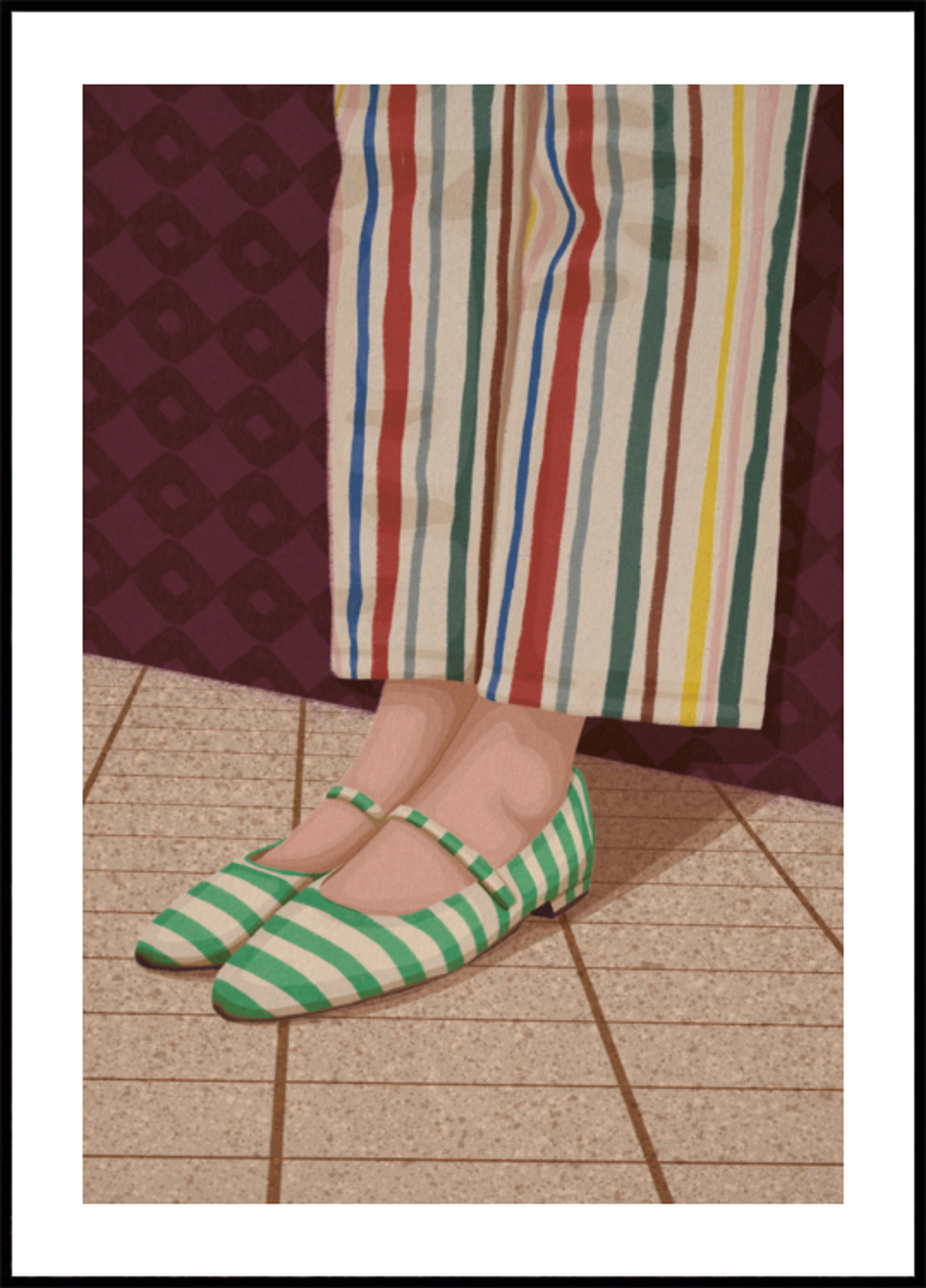 Colorful Striped Mary Janes