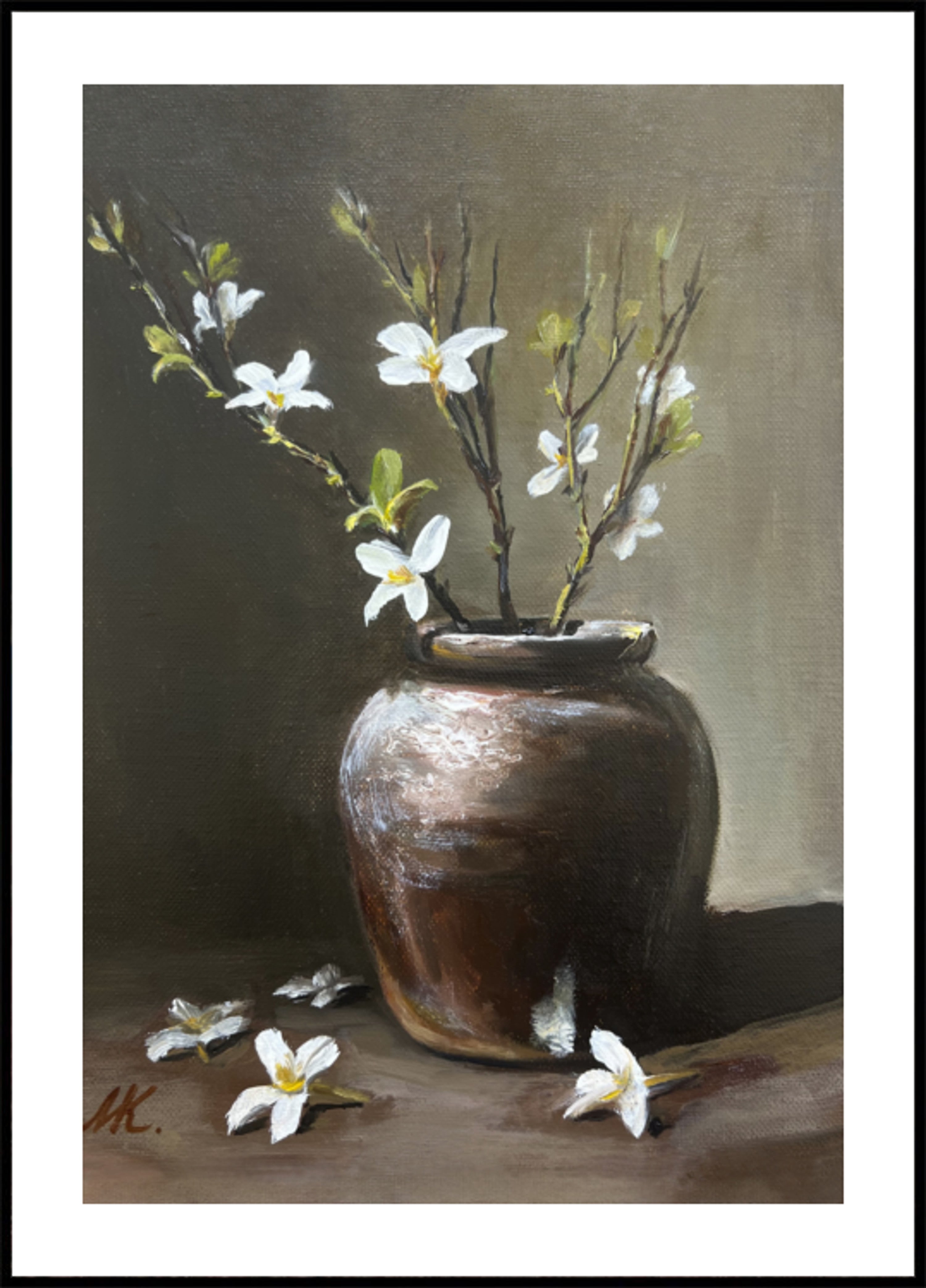 Rustic Vase White Flowers