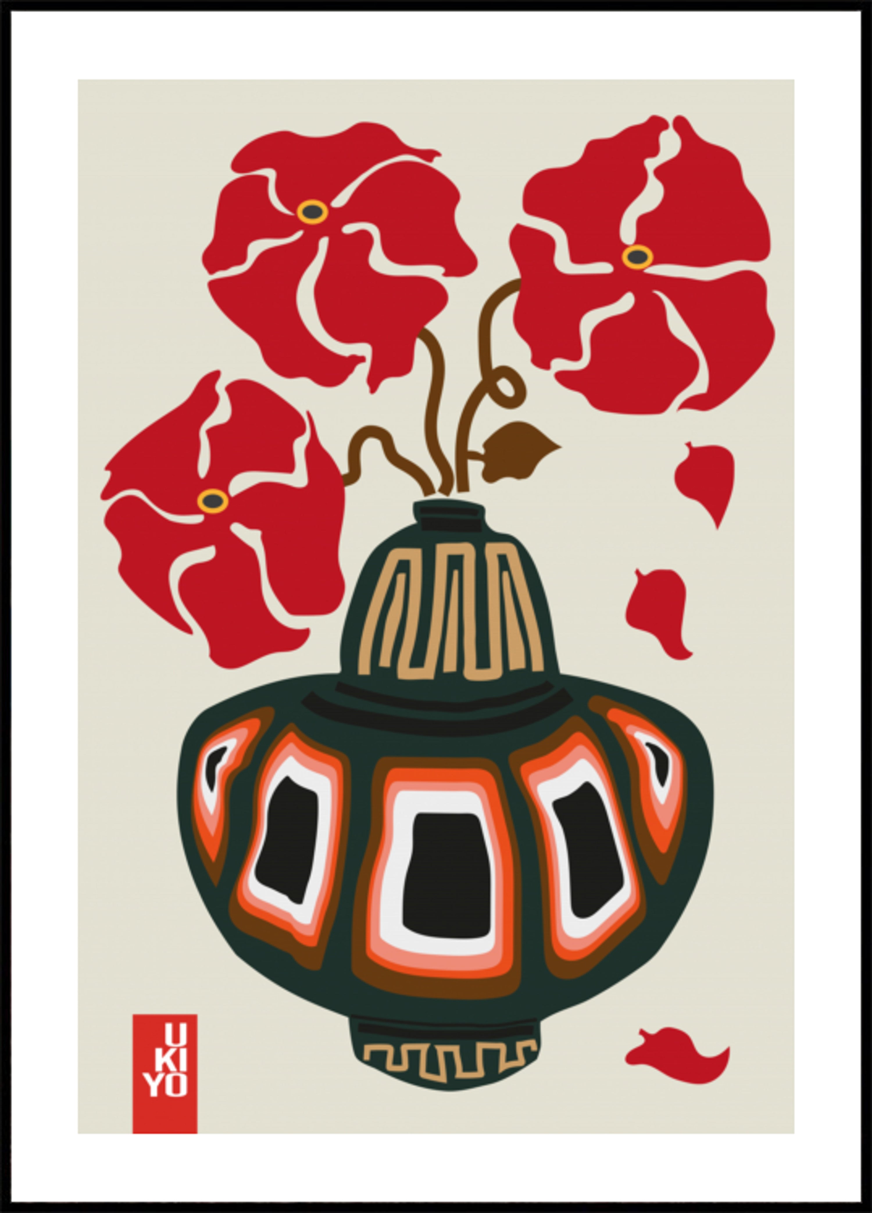 Red Ukiyo Flowers