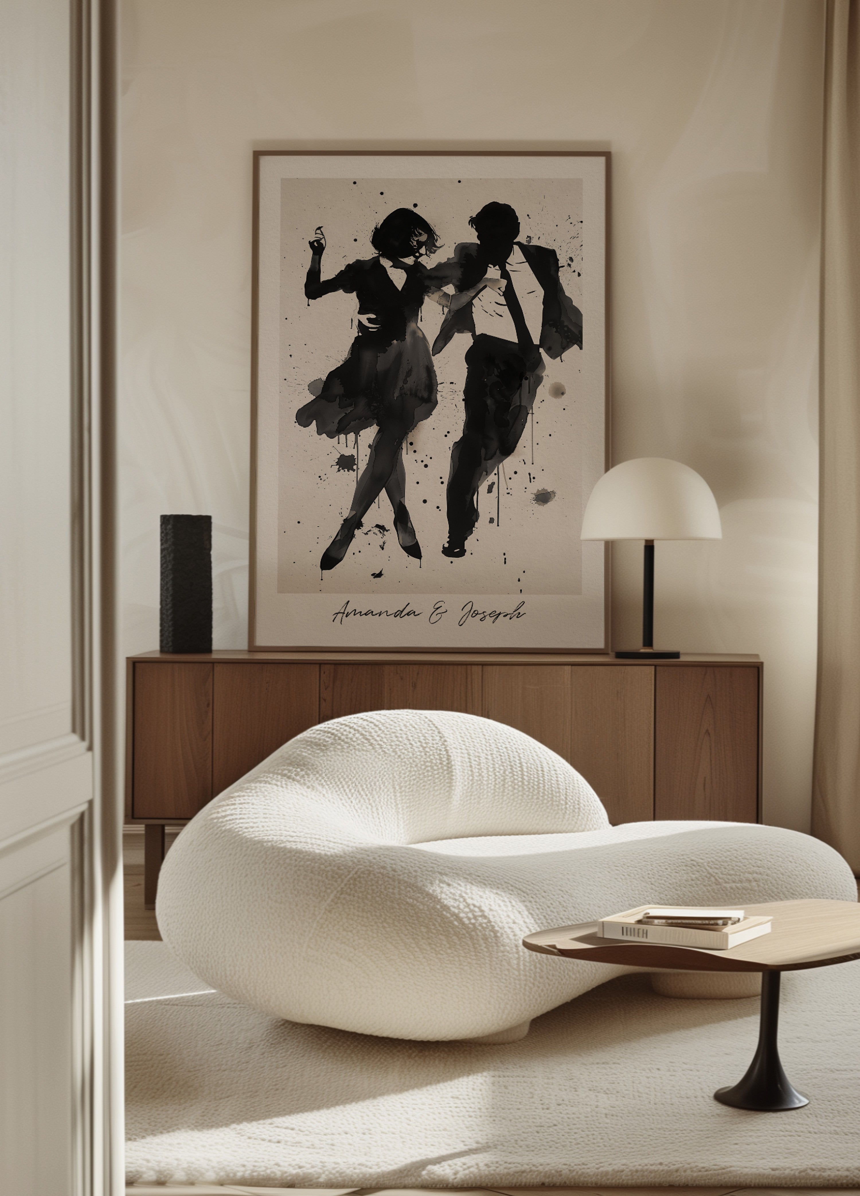 Silhuette av dansende par Ink Kunst