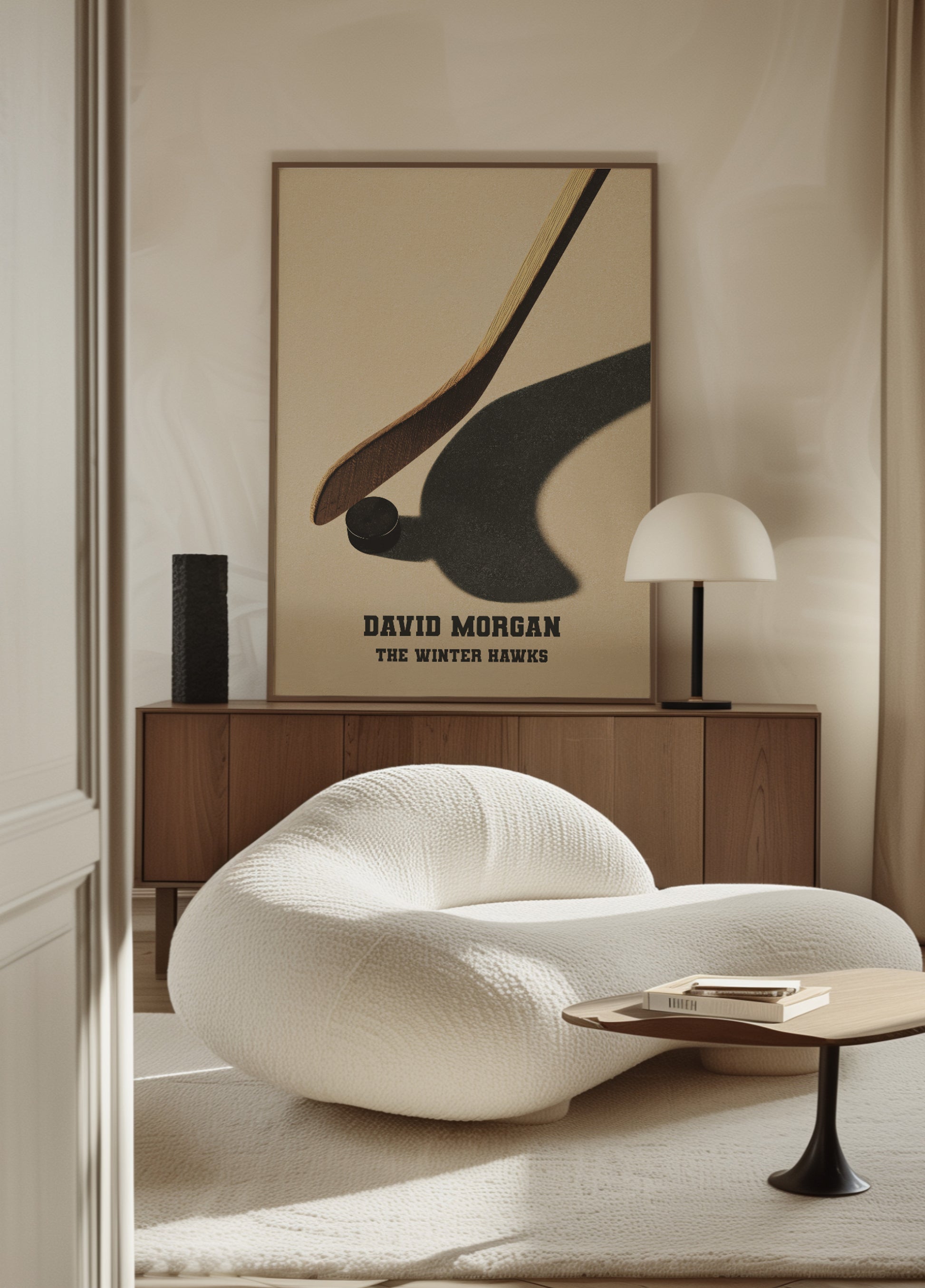 Hockey Stick and Puck Shadow Poster