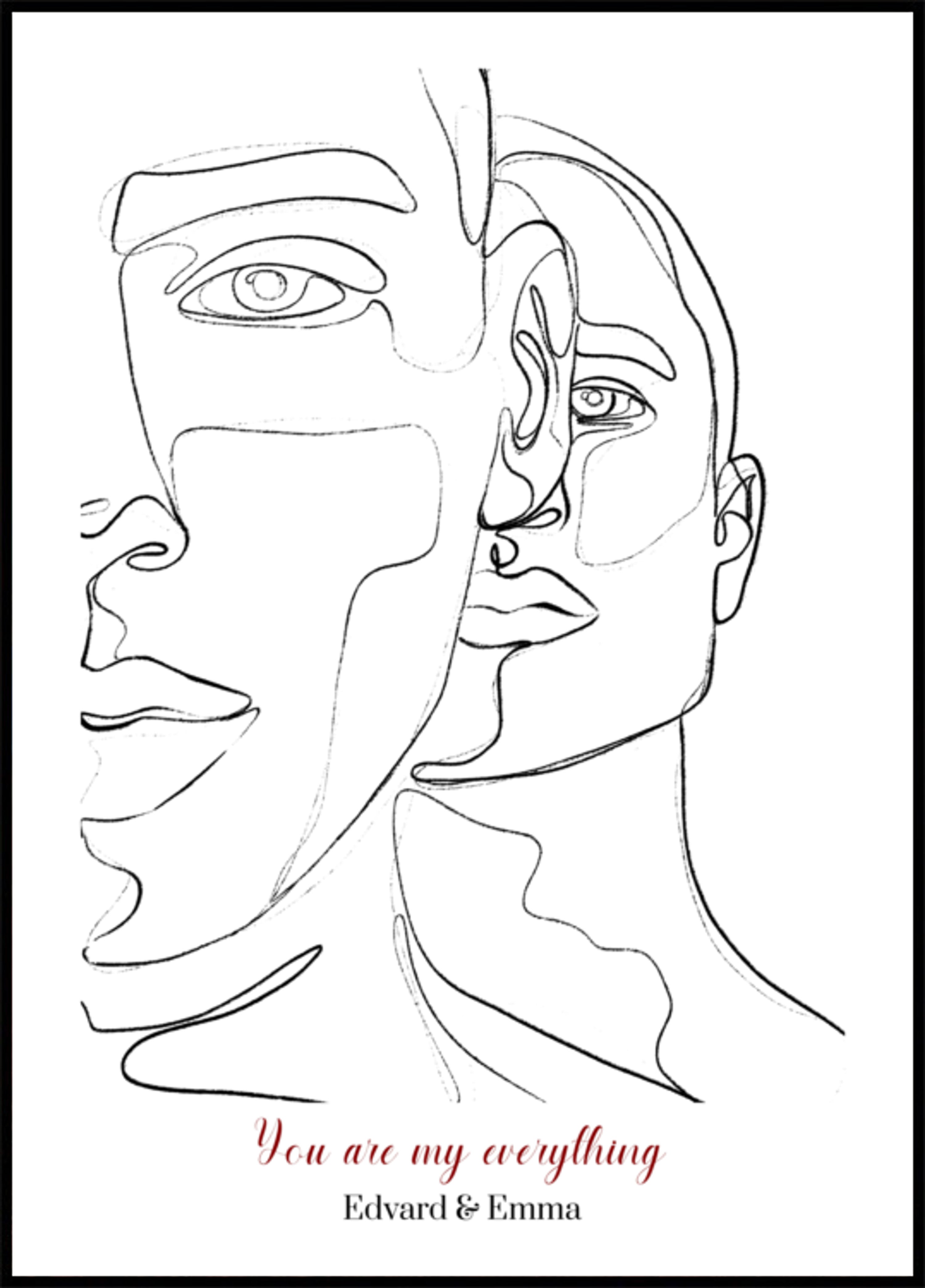 Minimalist Line Art of Couple with Love Quote