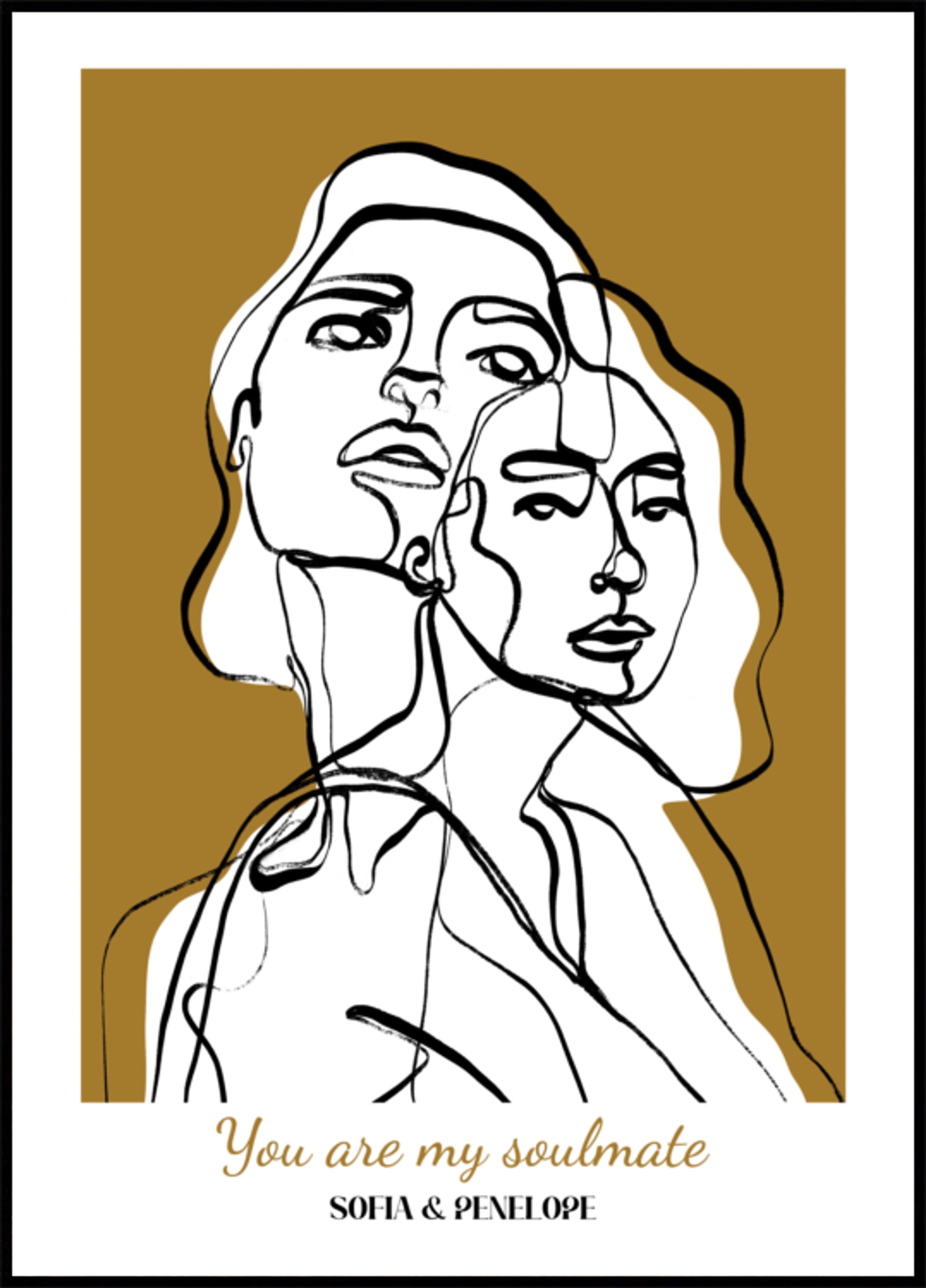Line art of two women