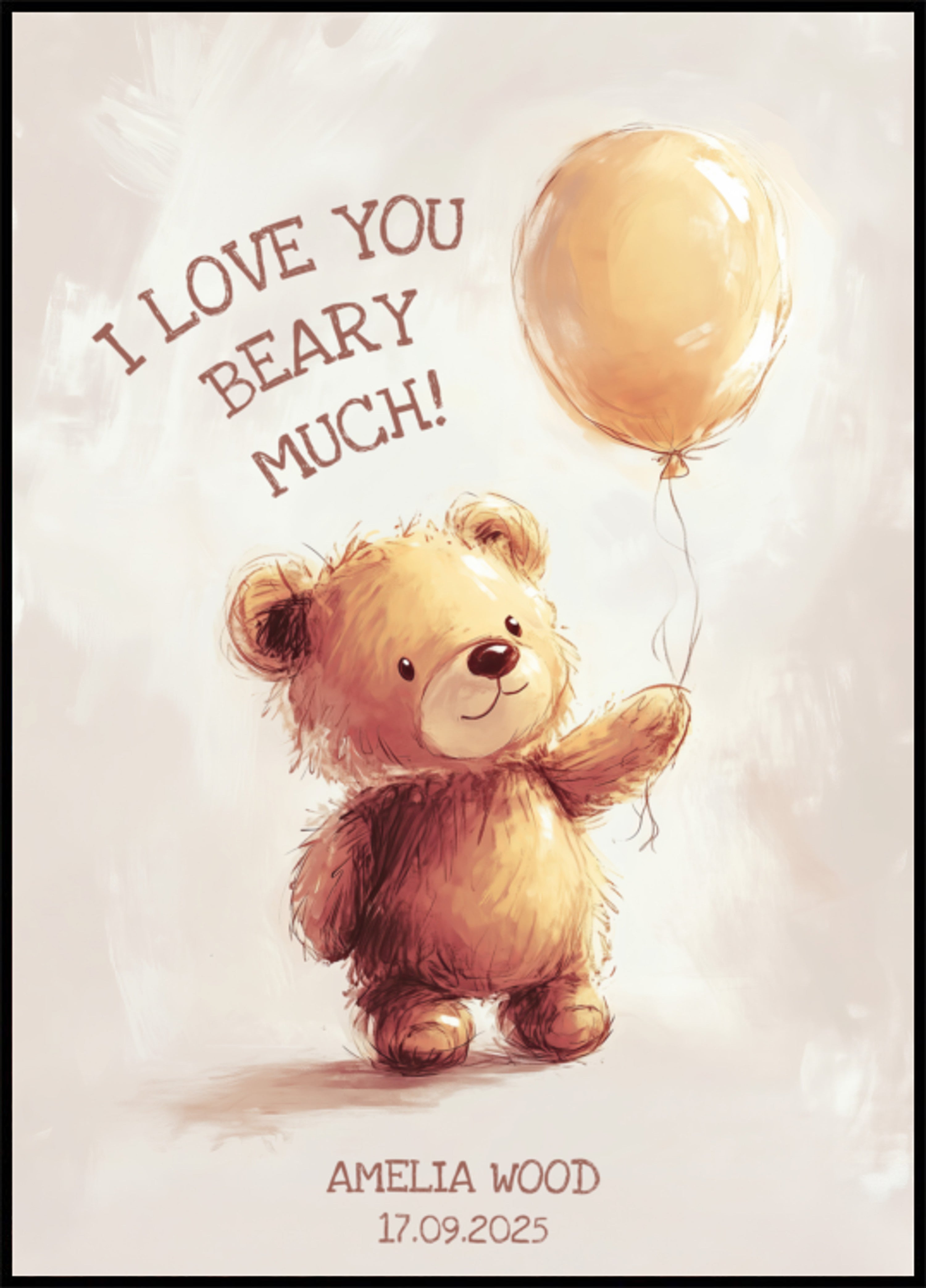 Non-personalized Teddy Bear Balloon Love