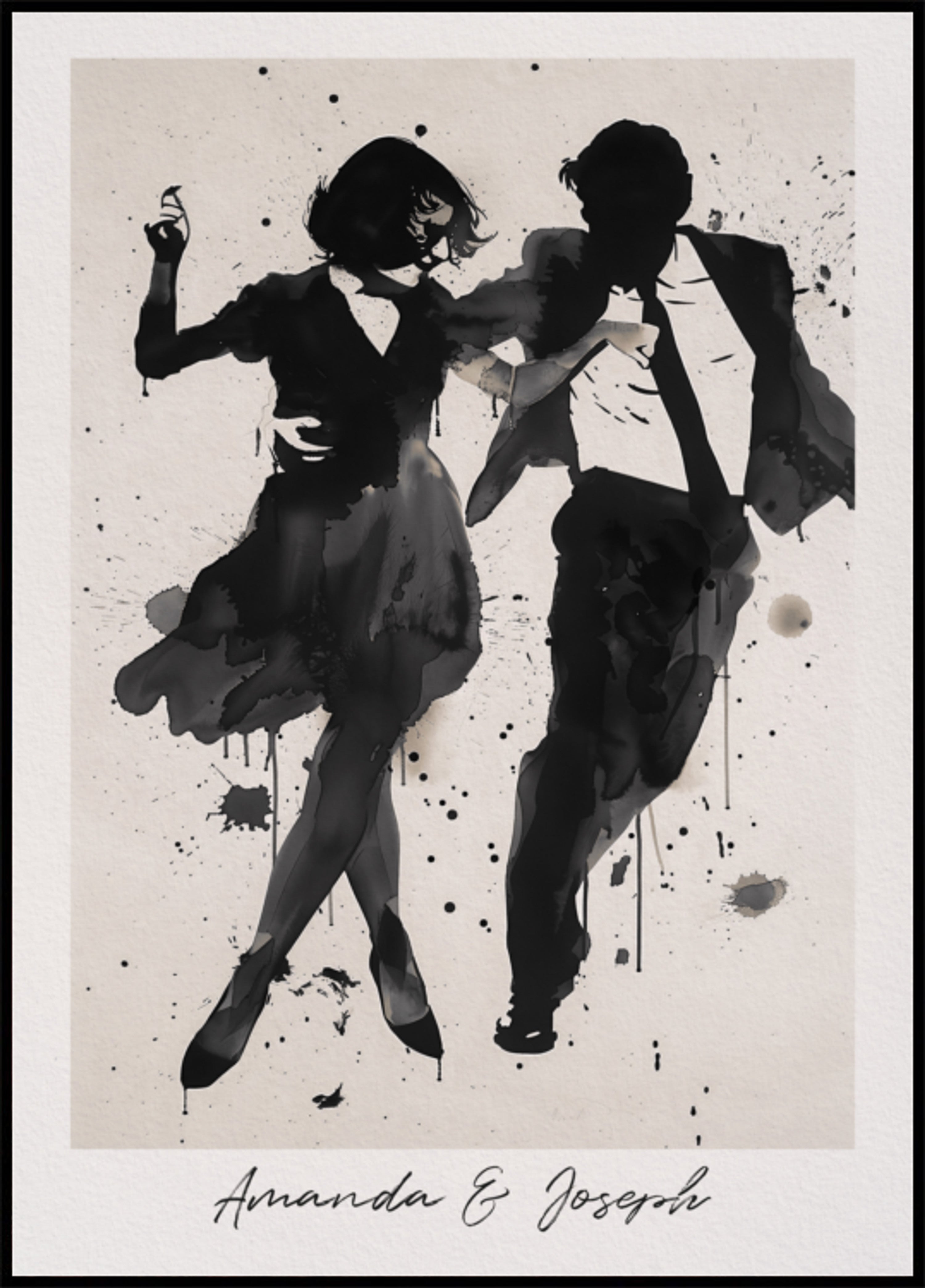 Silhuette av dansende par Ink Kunst