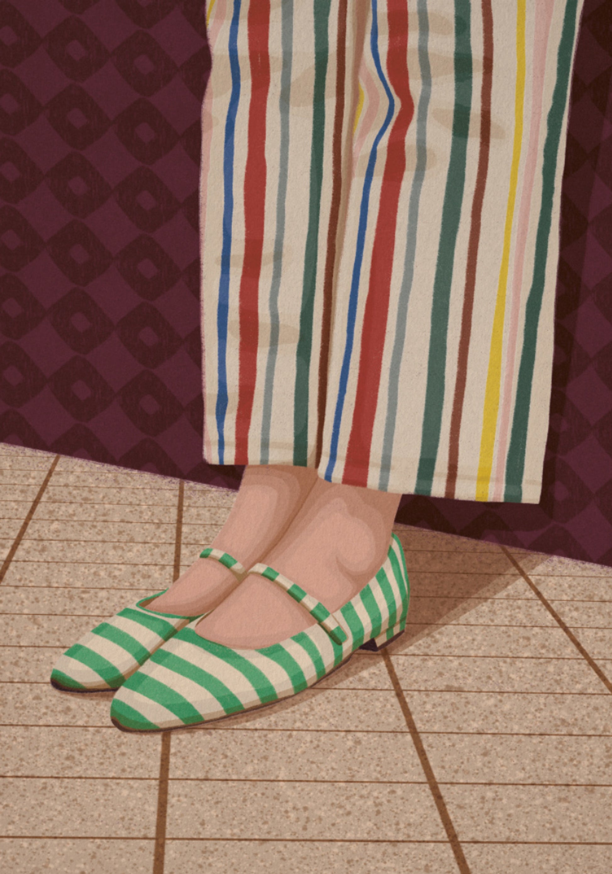 Colorful Striped Mary Janes